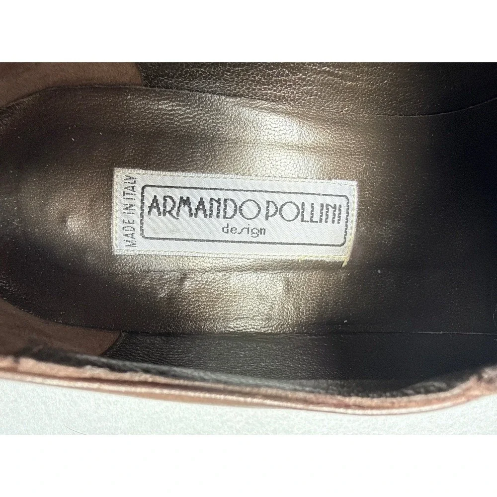 Armando Pollini Loafers Women 37.5 Brown Leather Vibram Lug Sole Made In Italy